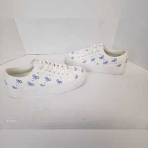 Sincerely Jules Sneakers White/blue Bowtie Womens 6M Coqette Preppy